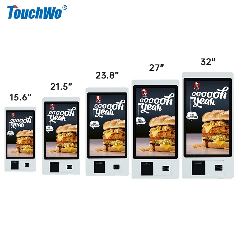 15.6 21.5 23.8 Inch Wall Mount Touch Screen AIO Computer Touchscreen Self Service Checkout Ordering Ticket Payment Kiosk