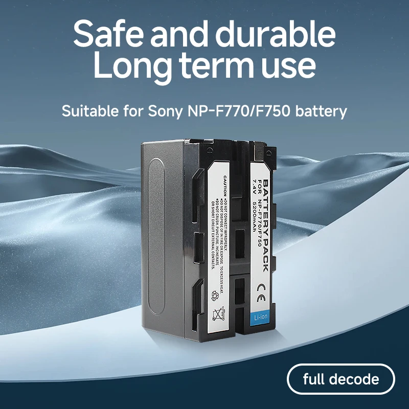 Rechargeable Camera Battery NP-F770/NP-F750 - Compatible with Sony Camcorders, LED Lights - High Capacity Long-Lasting Power