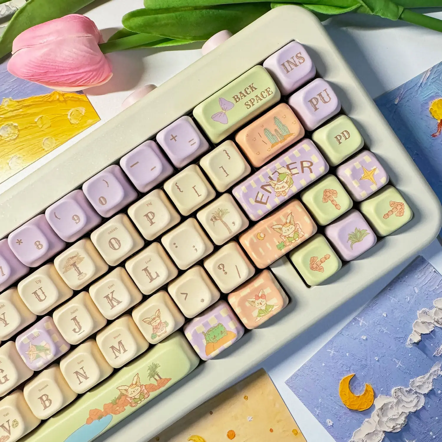 

Cute little fox keycap round EOA height PBT hot sublimation small warp