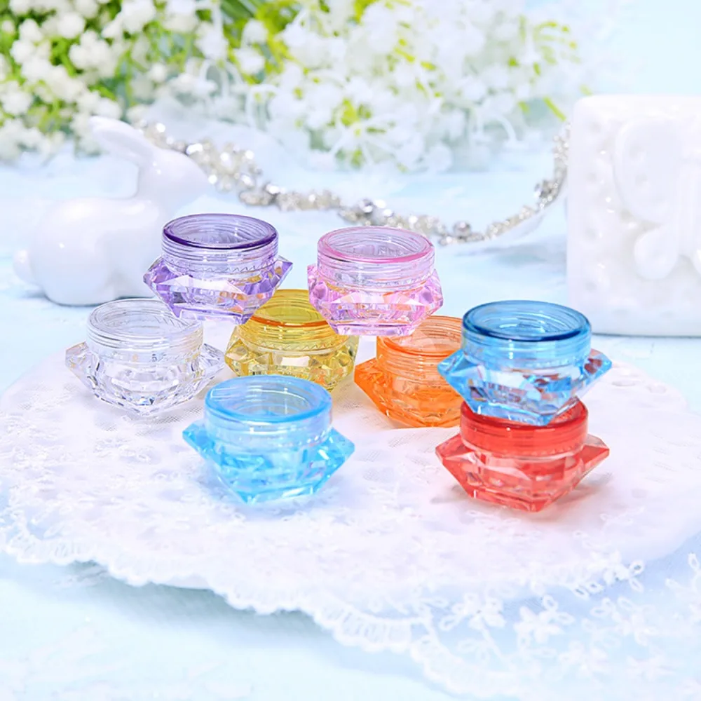 5g New Polystyrene Diamond Shaped Facial Cream Box Travel Jar Transparent Refillable Bottles Cosmetic Container