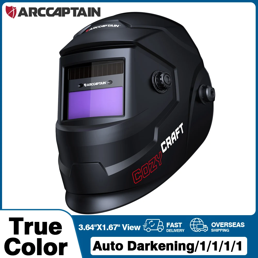 ARCCAPTAIN Welding Helmet Auto Darkening 1/1/1/1 True Color Solar Powered Welding Mask For MIG TIG ARC Weld Grinding Welders