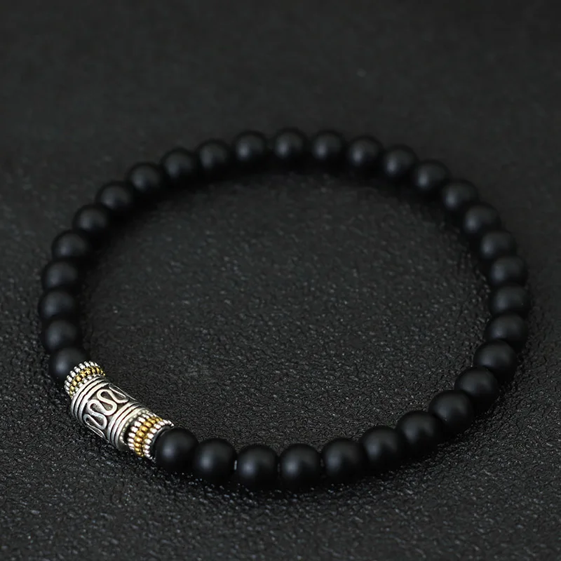 New Simple Retro 6mm Beaded Men Braclet for Leisure Outdoor Sports Yoga Meditation Pulsera Natural Volcano Tiger Eye Map Braslet