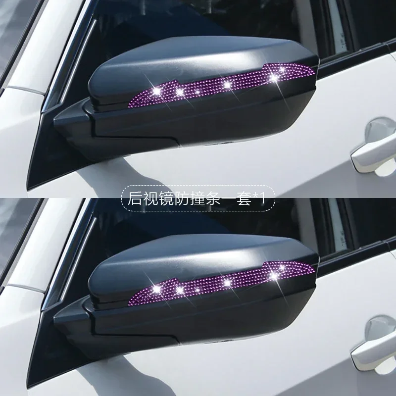 2PCS/4PCS Diamond Car Rear View Mirror Sticker Car Decal Sticker Decal Stripe Sticker Bling Pink Car Accessories for Woman Amagi