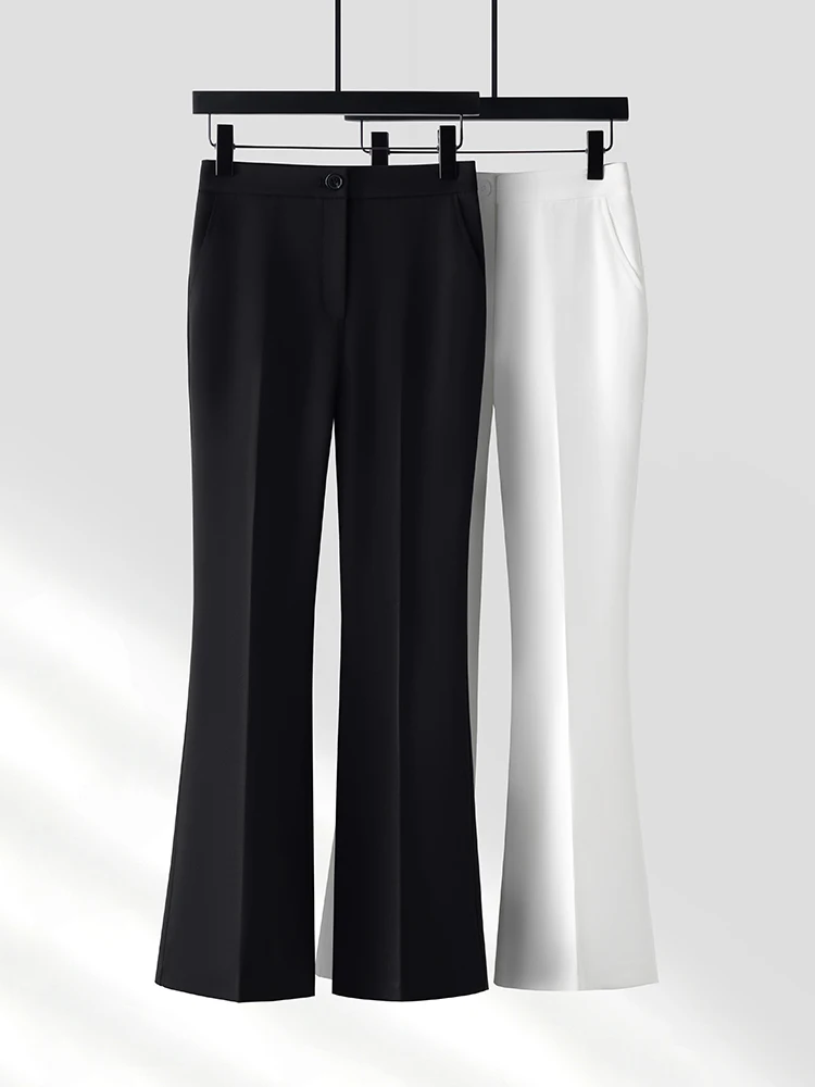 

Black Flared Pants Women's Spring Autumn High Waist Slimming Wide Leg Suit Pants Small Size Trousers Commute Style Polyester ...