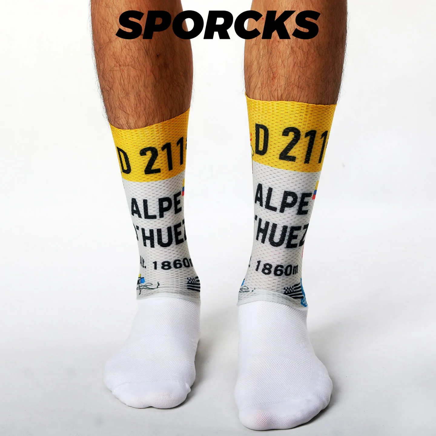 [1 Paar/2 Paare/3 Paare] Sporcks Radsportsocken Aero Aerodynamische Socken Alped'Huez Tour De France Rennrad-Kompressionssocken Team Rutschfeste Atmungsaktive Verschleißfeste Sportsocken für Männer