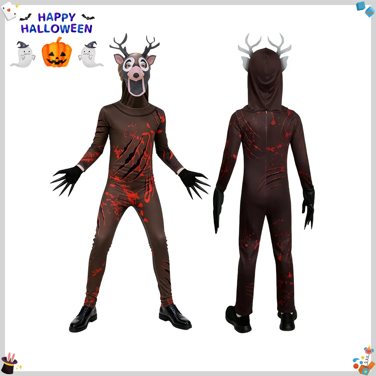 الأطفال الكبار تأثيري 99 ليال الغابات الغزلان البومة الملابس ثلاثية الأبعاد طباعة تأثيري حلي هالوين كرنفال لعبة الرعب فستان البدلة