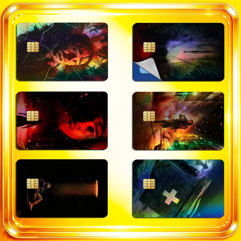For Resident Evil Outbreak Night Austin Abrams Credit Bank Sticker ID Access Card Cover Skin Rainbow Color Laser Stickers Film