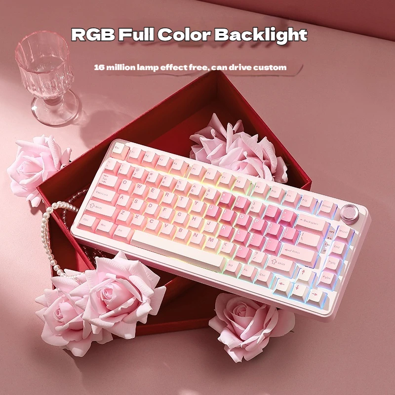 Key-Setting Universe B75pro Mechanical Keyboard Three-Mode Connection Pbt Keycaps Hot Plug Low Latency Low Noise Gaming Keyboard