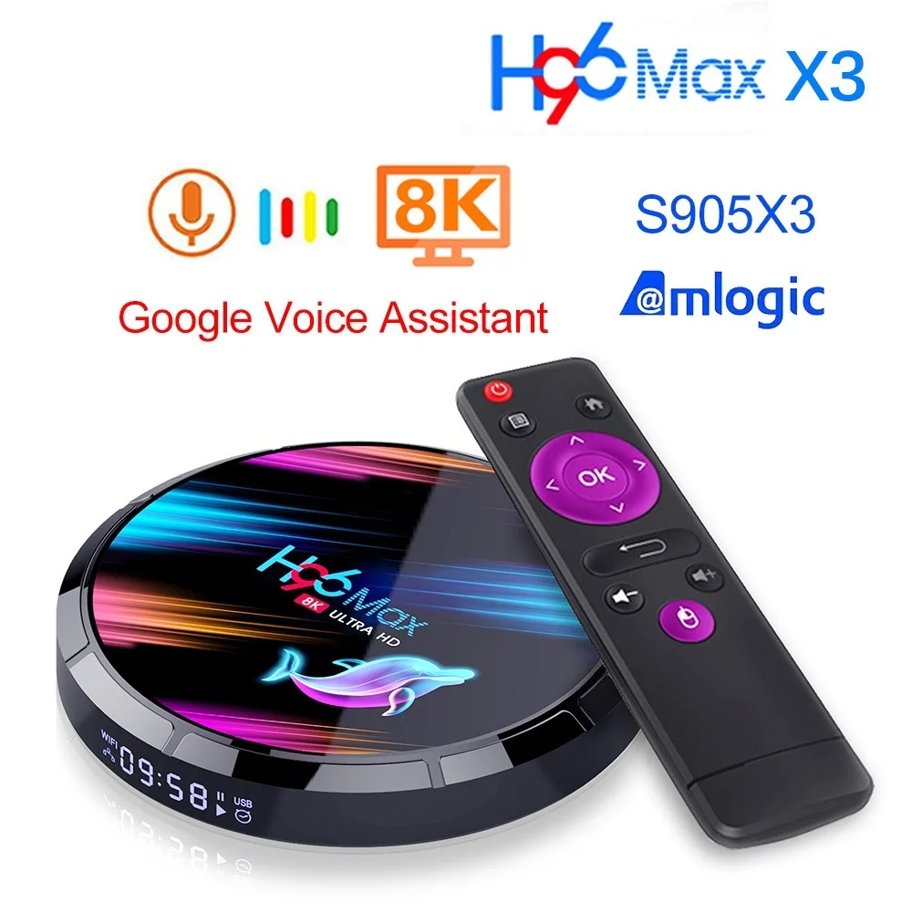 New! Android 9.0 TV Box H96 MAX X3 4GB 128GB 64GB 32GB Amlogic S905X3 Support 5G Wifi 1080p 4K 60fps Google Player Youtube 8K