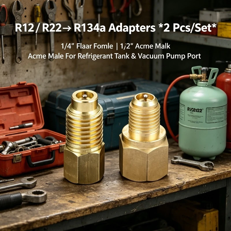 10Pcs R12 R22 To R134a Adapters R134A Refrigerant Tank/Vacuum Pump Port Connection Adapters - 1/4