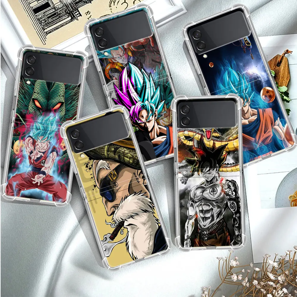 DragonBBall DBZ Goku Luxury Case For Samsung Galaxy Z Flip 4 3 5G Funda Z Flip 5 Clear PC Hard Shockproof Back Phone Coque