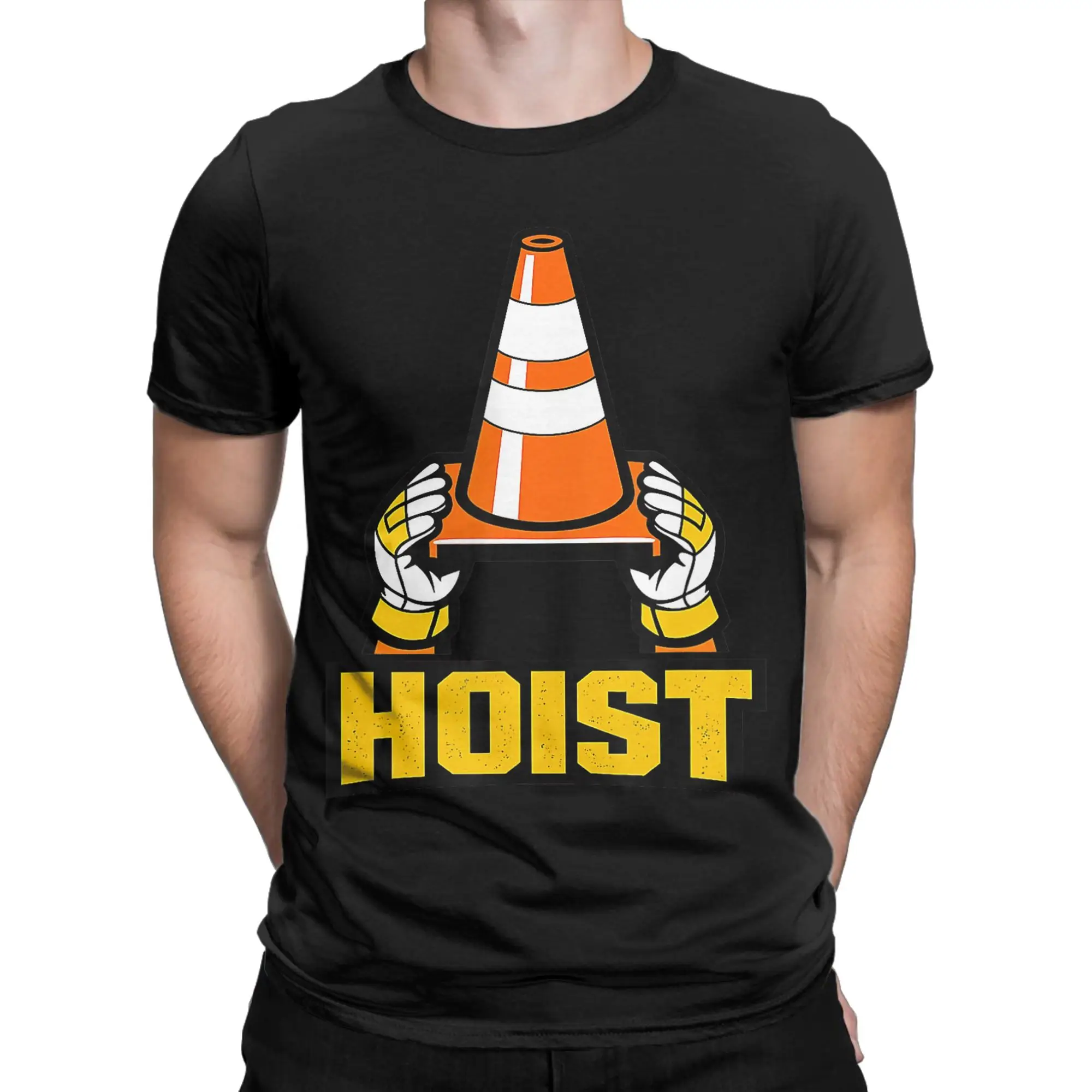 Men Hoist The Traffic Cone Funny T Shirts  Cotton Clothing Vintage Short Sleeve Crewneck Tee Shirt Unique T-Shirts