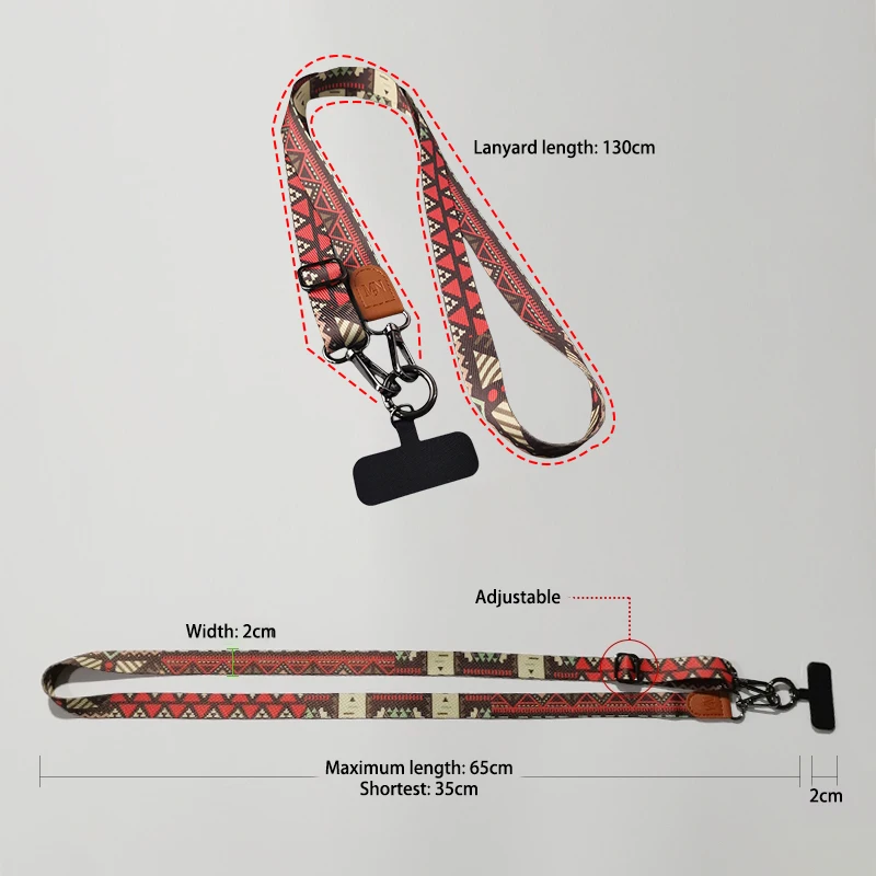 Retro Pattern Crossbody Cell Phone Lanyard Adjustable Hanging Neck Mobile Phone Strap Lanyard Pendant With Universal Card Gasket