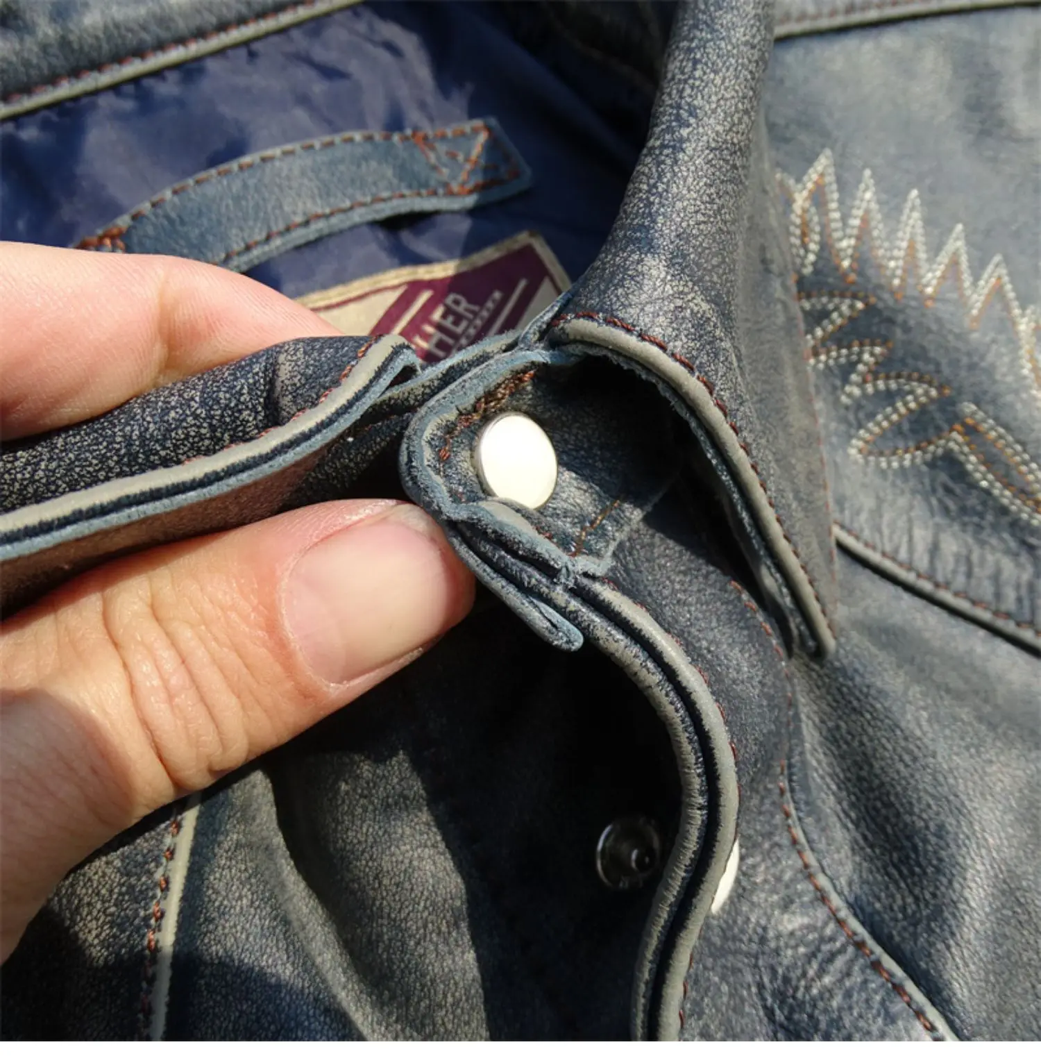 Blue Spring Leather Shirt Men Vintage Style Plus Size 4XL Genuine Natural Cowhide Single Breasted Leather Jacket