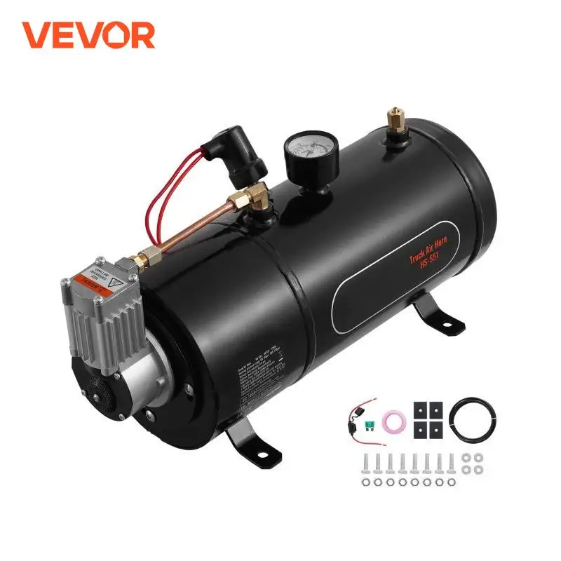 VEVOR 12V Air Compressor with Tank 0.8 Gal/3 L Train Horn Air Compressor 120 psi Working Pressure Onboard Air Compressor System