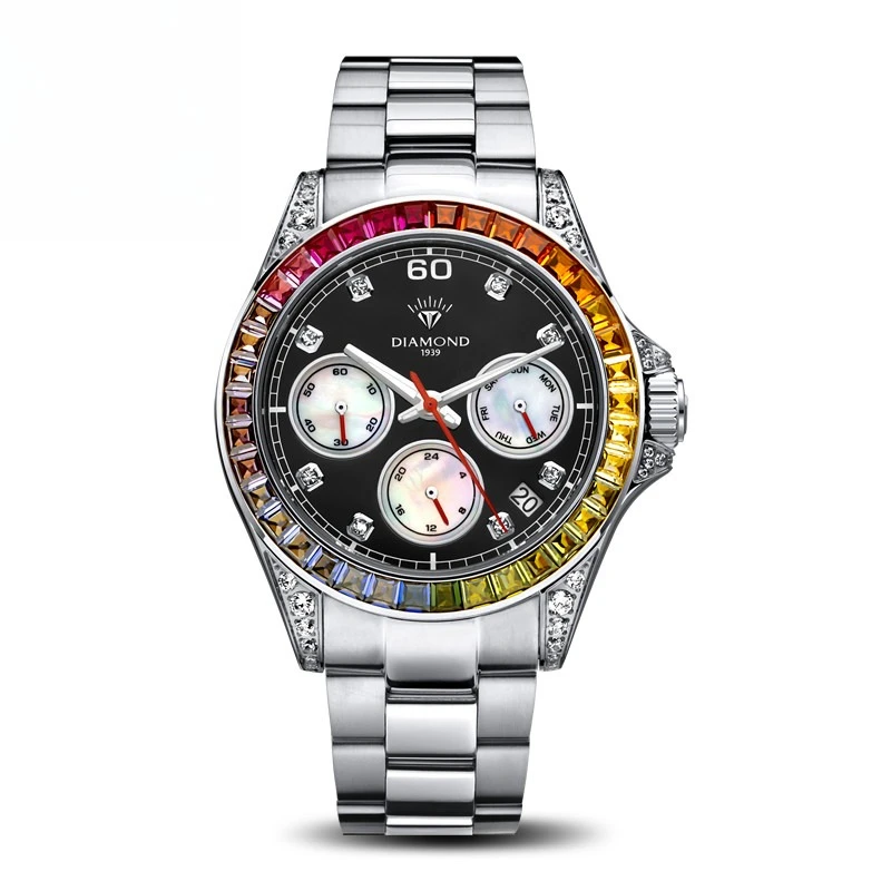 

Shanghai Watch Men's Mechanical Watch Fashion Fritillary High-end Temperament Watch Men's Rainbow Diamond S302