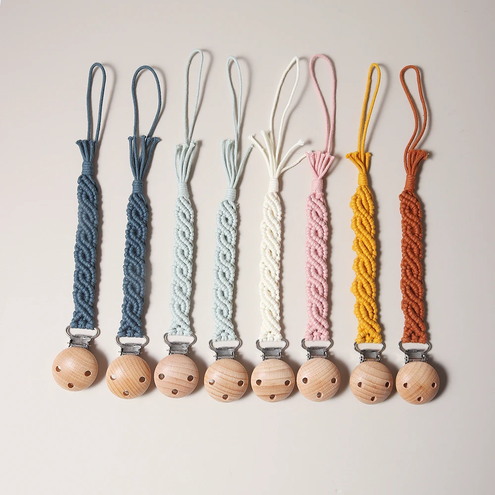 

Handmade Vintage infinity hemp Pacifier Clip Baby Cotton Tassel Pacifier Chain for Newborn Teething Soother Dummy Clips