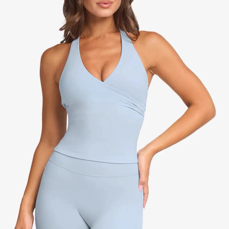 

Женский спортивный топ-халтер без рукавов, быстросохнущий, для фитнеса, йоги и активного отдыха, с красивой спинкой