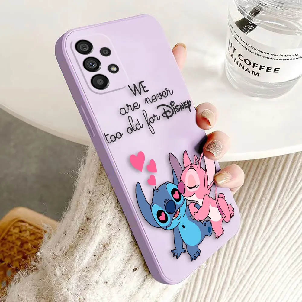 Happy Disney Stitch Angel Cover Phone Case For Samsung Galaxy A03 A03S A04E A05S A10 A12 A13 A14 A20S NOTE 20 10 8 M53 M33 Case