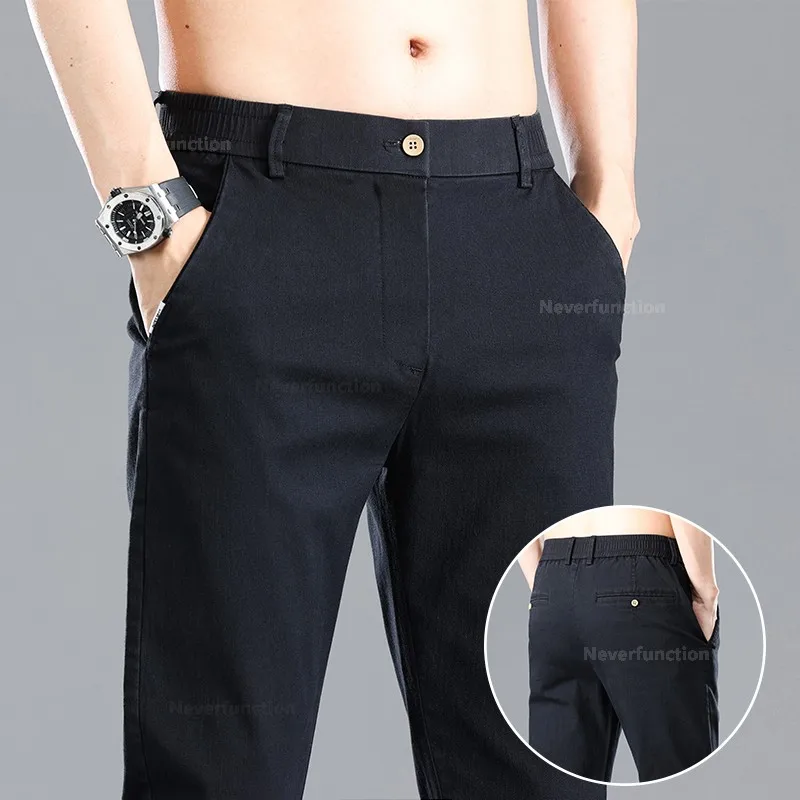 

2024 Men's Trousers Summer Thin Solid Color Fashion Straight Pocket Casual Pants Male Clothes Classic Full Length Pant