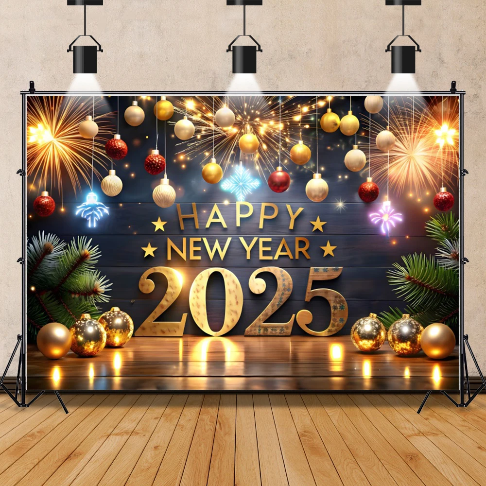 Sparkling New Year Photography Background Balloons Champagne Fireworks Party Decor Banner Photozone Backdrop Photo Studio Props