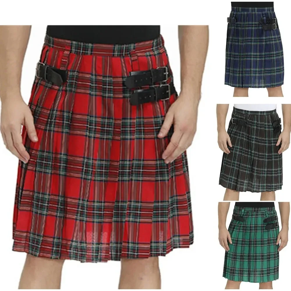 

M-XL Plaid Skirt, Scottish Holiday Men's Plaid Stage Performance Skirt
