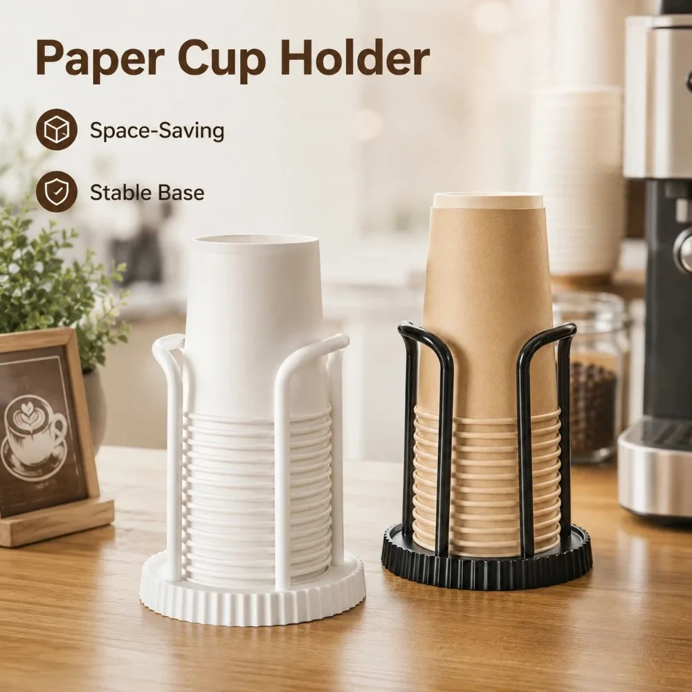 2pcs Desktop Cup Dispenser for Disposable Cups, No-drill Paper Cup Holder, Creative Paper Cup Storage Rack