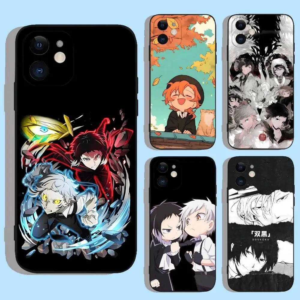 

B-Bungo Stray Dogs Phone Case For iPhone 17,16,15,14,13,12,11,XS,XR,X,8,7,Pro,Max,Plus,Mini,Air,e Silicone Black Cover