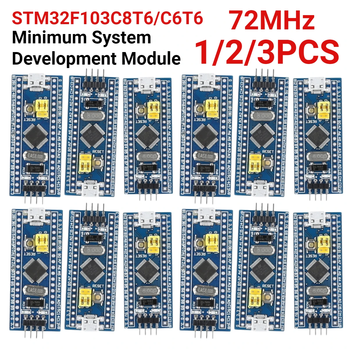 1-3PCS STM32F103C8T6/C6T6 Minimum System Development Module 72MHz ARM STM32 Microcontroller Development Board Module for Arduino