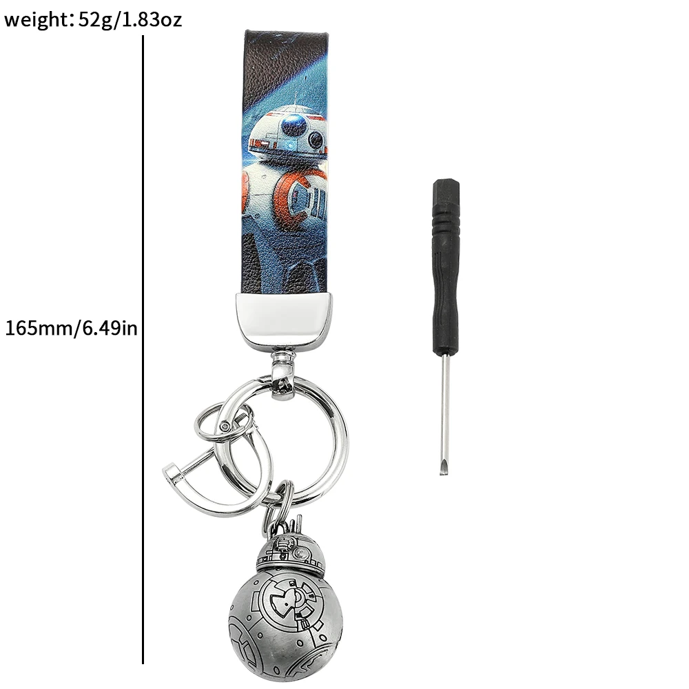 Disney Bb8 Star Wars Millennium Falcon Keychain Fashion PU Leather Keychain Business Gift Key Chain Men Women Car Key Strap