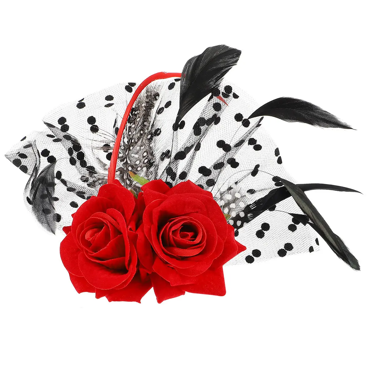 Gorgeous Simulated Rose Hair Clip Bridal Floral Headpiece with Delicate Lace for Wedding Prom Pageant Garden Party Hair
