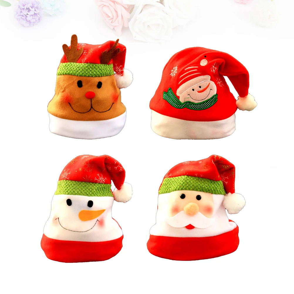 

4pcs Cartoon Christmas Hat Brim Santa Hat Headdress Party Favors Decorations for Kids Adult (Assort Pattern)