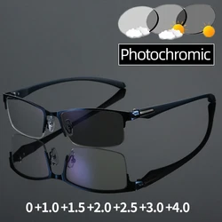 Smart Photochromic Reading Glasses for Men Trendy Presbyopia Sunglasses 2 in 1 Unisex Farsighted Eyewear Prescription +1.0 +1.5