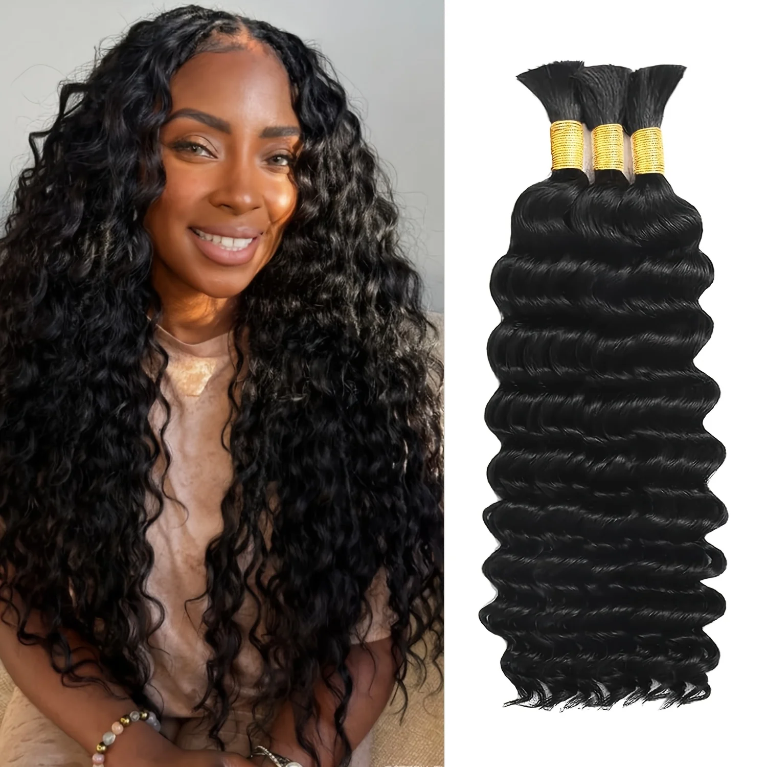 

18/24 Inch Synthetic Bohemian Deep Wave Big Curl Hair Extension Wet And Wave Weave Hair 3 Bundles Water Wave Boho Hair Extension
