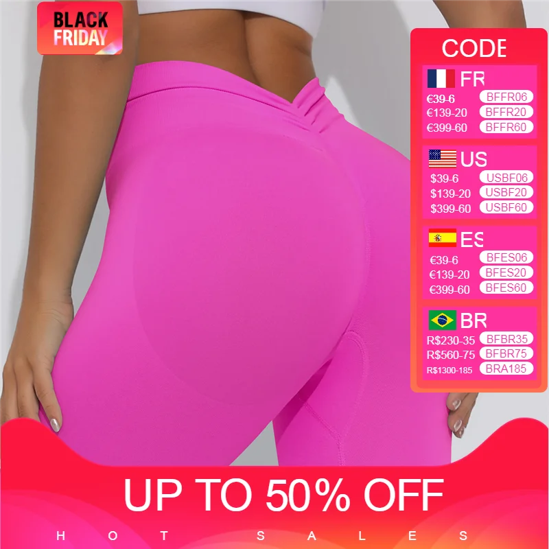 

V Waist Booty Lifting Gym Leggings Women Seamless High Waist Yoga Pant Fitness Workout Tights Sexy Amplify Exercise Leggins 2024