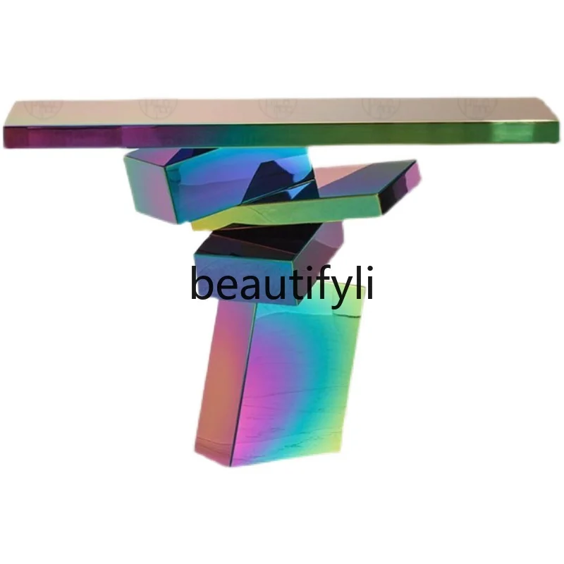 

Entrance table Colorful partition Entrance Colorful strip case against the wall