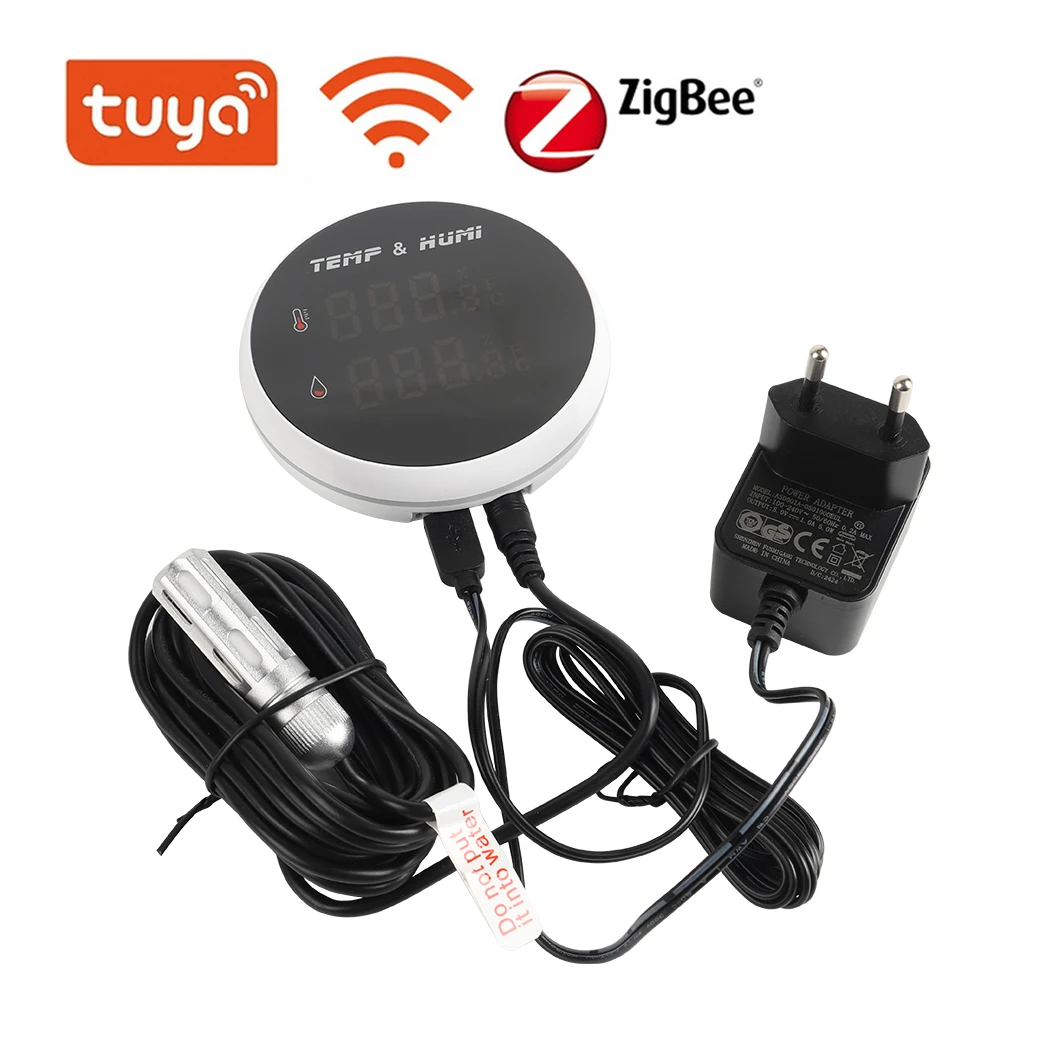 High Precision Tuya WIFI Zigbee Temperature and Humidity Sensor Detect Tempeature from -40℃ to 120℃ for Laboratory Warehouse