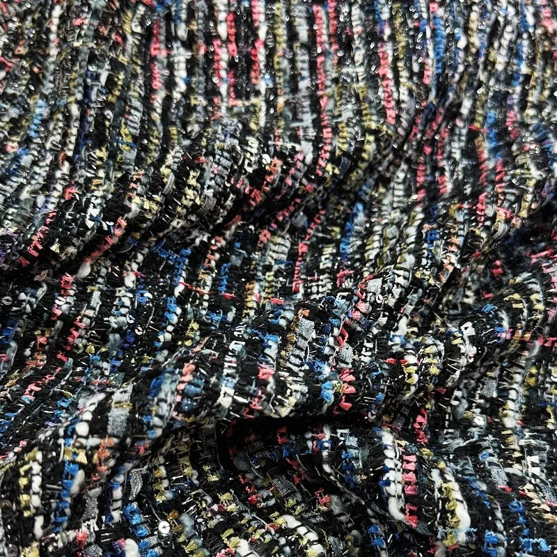 

Bright Thread Embroidery Coarse Woolen Fabric Yarn Dyed Autumn Winter Coat Skirt Woven Fabrics for Diy Sewing Cloth