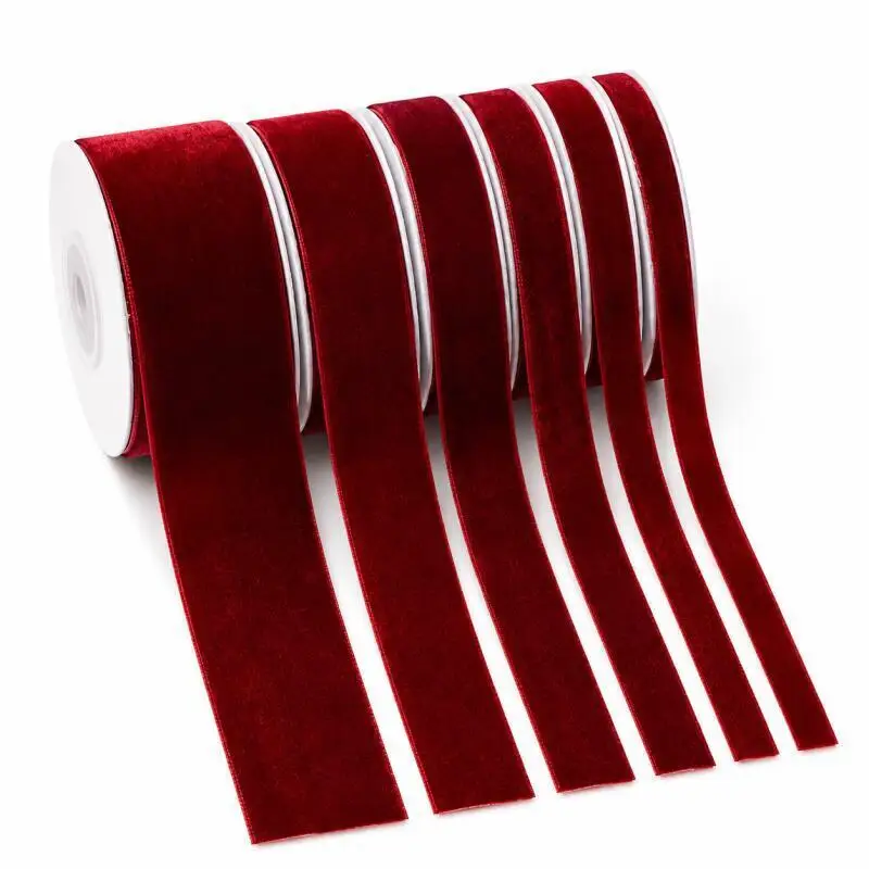 10/15/20/25/40MM 5 Yards Samtband für Hochzeits- und Partydekoration, handgemachtes Geschenkband, Haarschleifen-DIY, Weihnachtsband – Detail 3