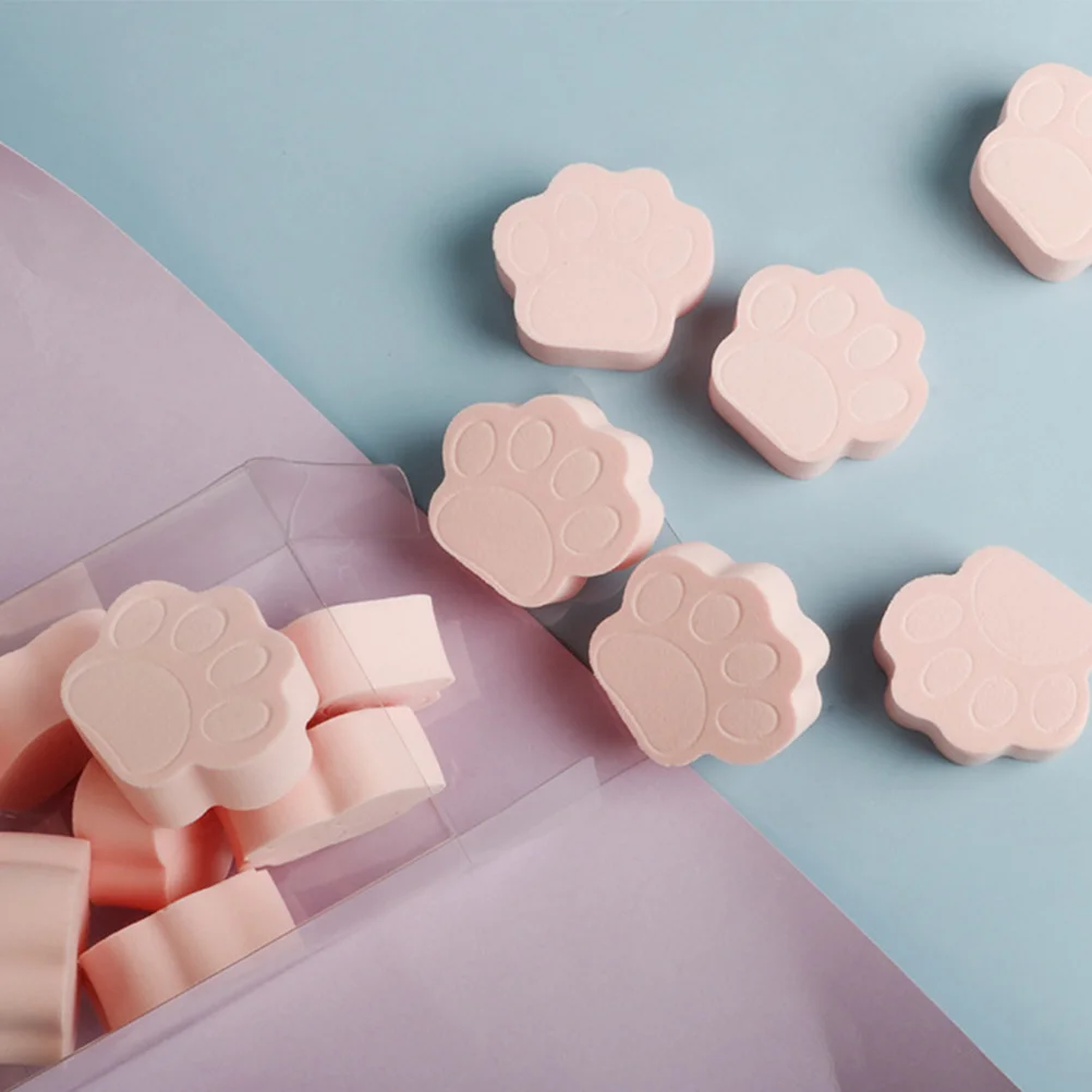 Esponja de maquillaje en polvo con garra de gato, 16 Uds., para base, polvo suelto, herramienta de belleza, almohadilla aplicadora suave y compacta para viajes