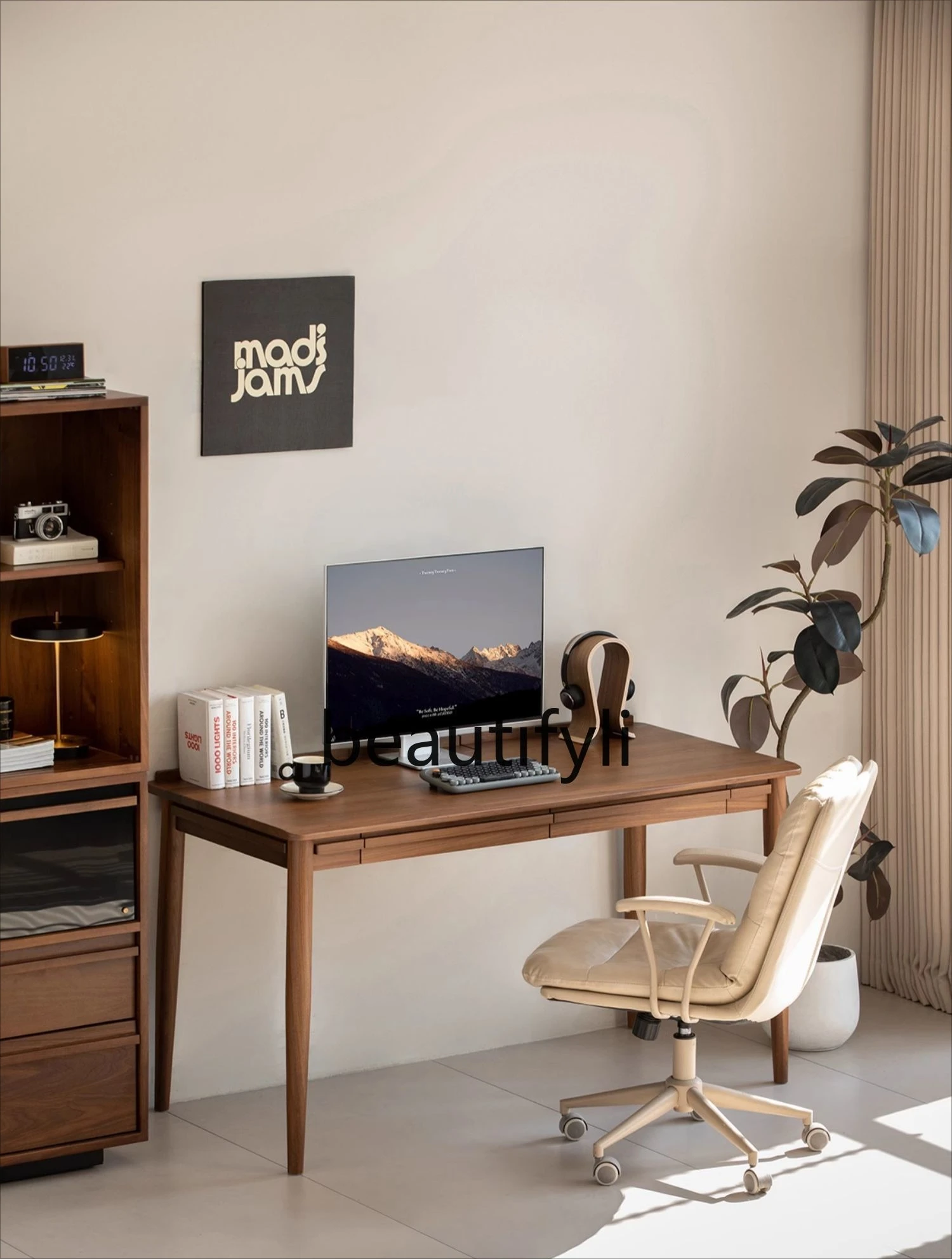 

Solid wood desk North American black walnut home bedroom work study writing office computer desk