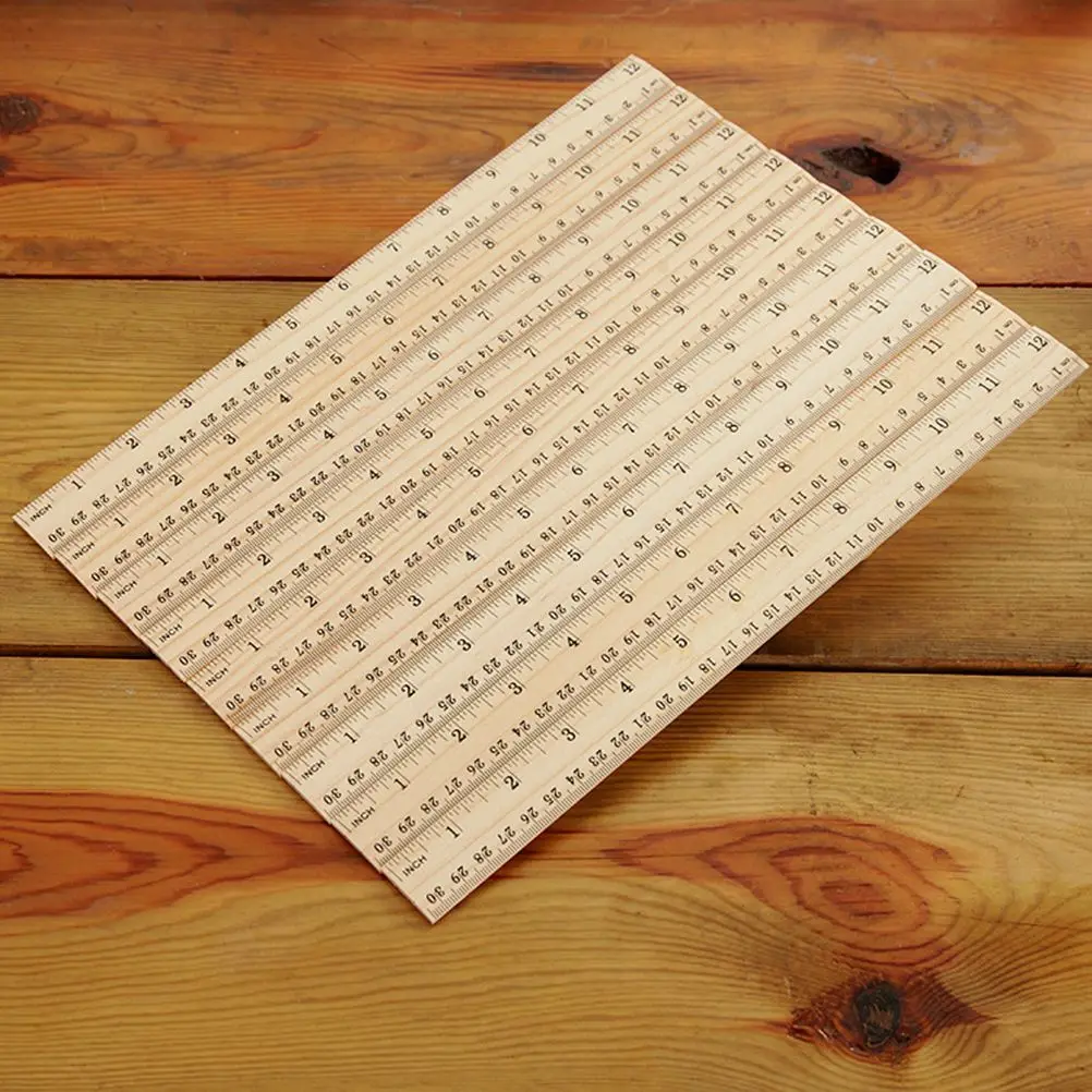 30 Pcs Wooden Ruler Double Scale Straight Metric System School Measuring Bamboo Student Quality Long Storage