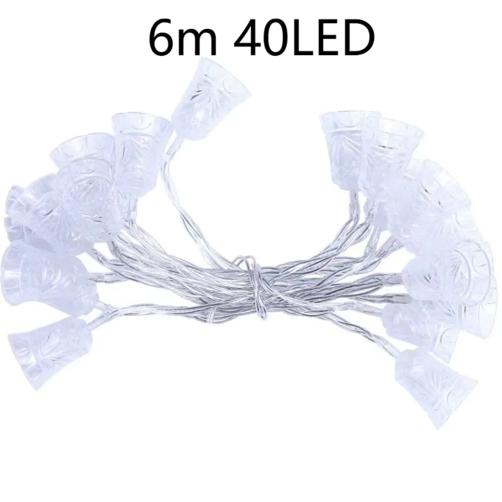 Adornos navideños de 6m y 40Led para el hogar, árbol de Navidad, cono de piña, cadena de luces navideñas, atmósfera brillante, pueblo navideño