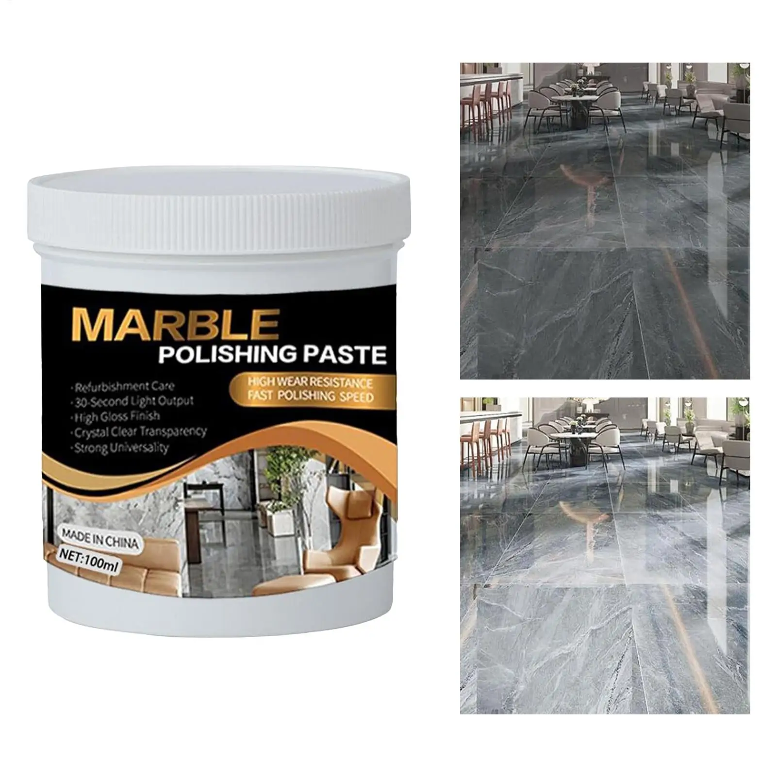 100ml Granite Cleaner Stone Cleaner Countertop Polish Paste Stone Stain Remover for Glass Kitchen Commercial Household Bathroom
