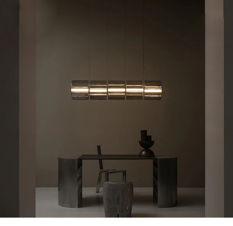 

Modern Simple Style Metal LED Glass Chandelier Adjustable Height Bar Clothing Shop Restaurant Living Room Bedroom Bedside Small