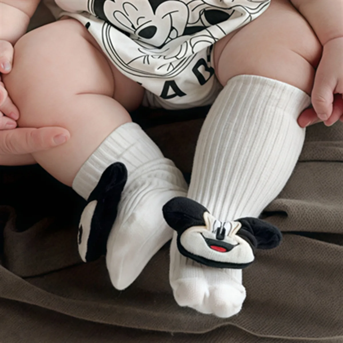 Disney Newborn Baby Boys Rompers+Socks 2pcs Set Cartoon Mickey Mouse Dog Print Girl Cotton Clothes Jumpsuit Infant Bodysuit 0-2T