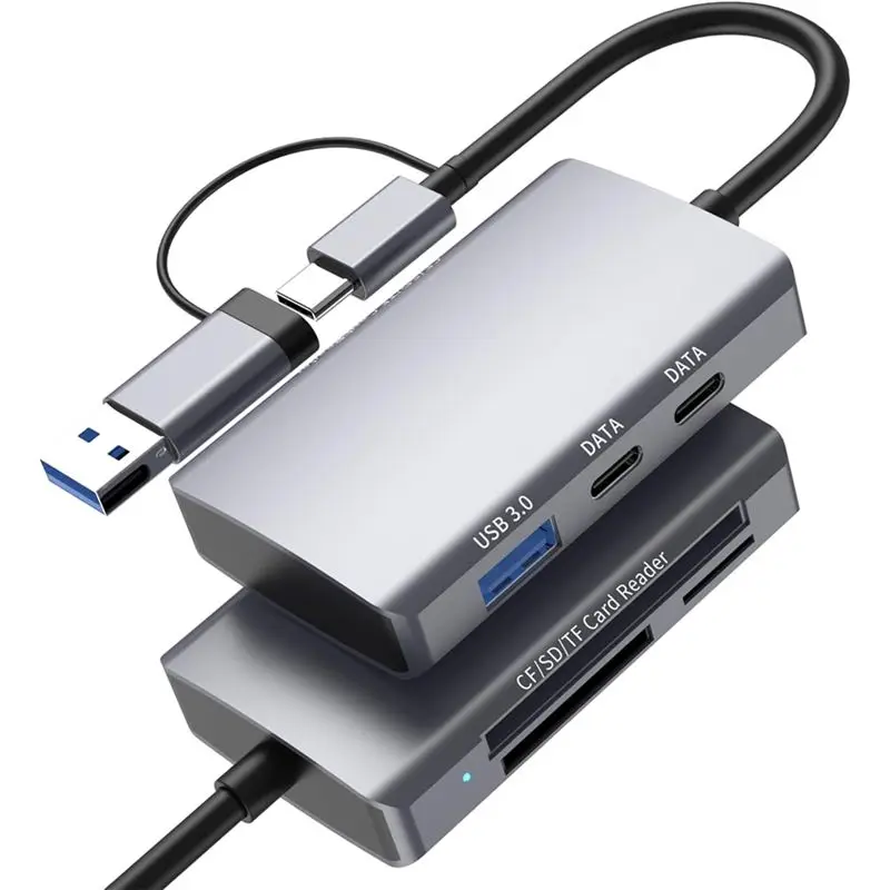 Ingenious-CF/SD/TF Card Reader 6-In-1 USB-C Hub Adapter USB 3.0 For For Computer/Android Micro SD