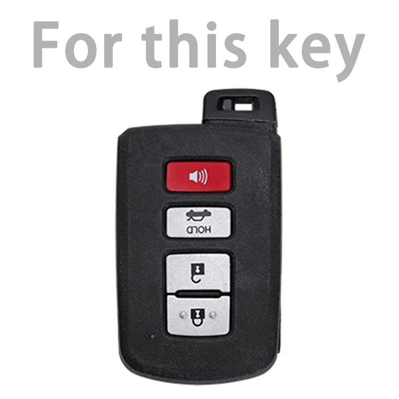 Car Key Case Cover For Toyota Camry Corolla RAV4 Highlander Avalon 2015 - 2017 Silver Edge Smart Control Protector Shell Holder