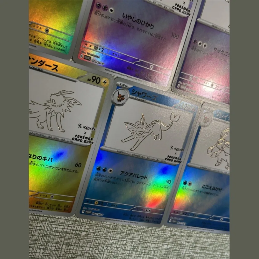 DIY Self Made Pokemons Yu Nagaba Co Branding Eevee Flash Card  Anime Color Flash Peripheral Game Collection Card Holiday Gift