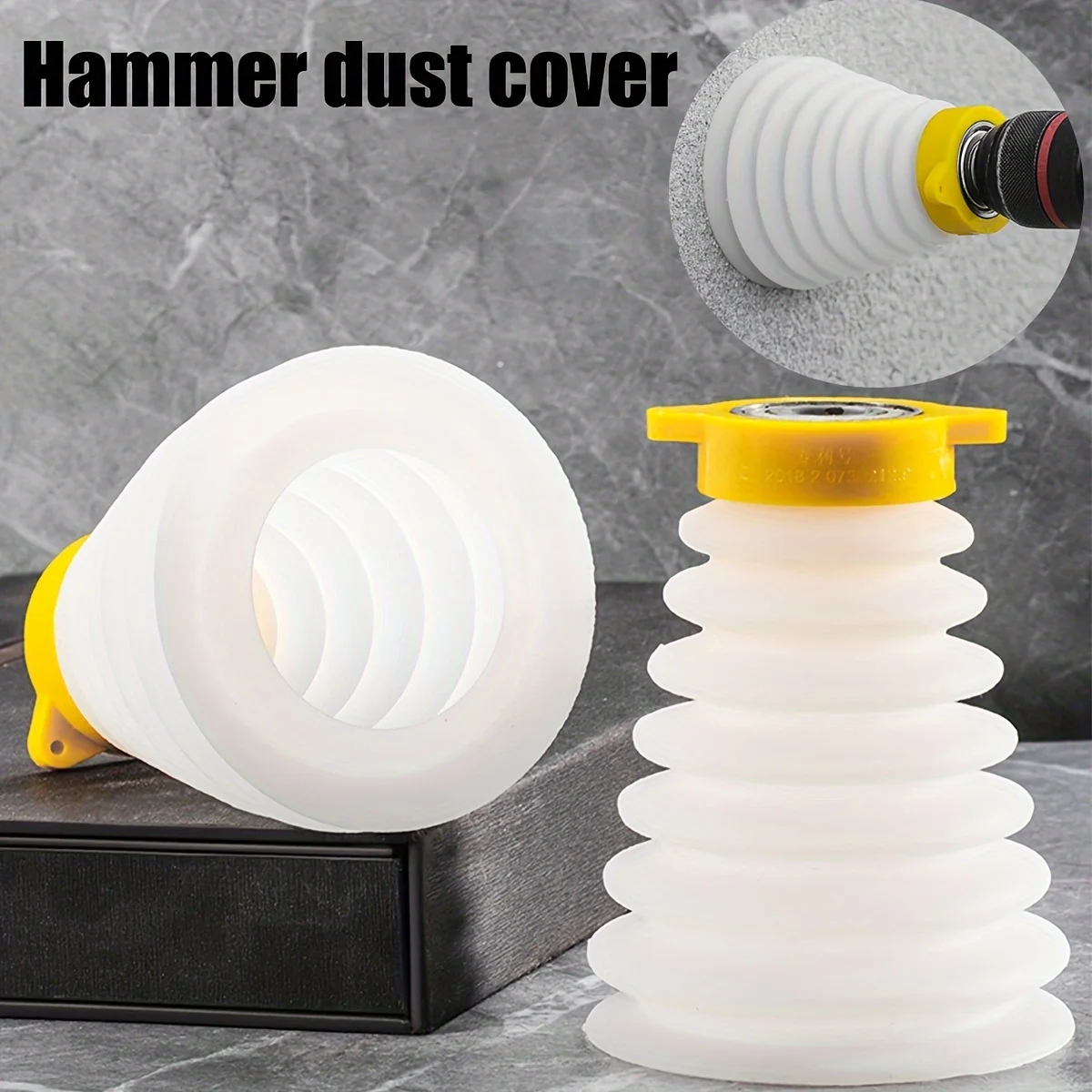 Drill Dust Cover Collector Scalable Rubber Dustproof Dust Bowl Device Power Tool Utility Accessories for Electric Hammer,White